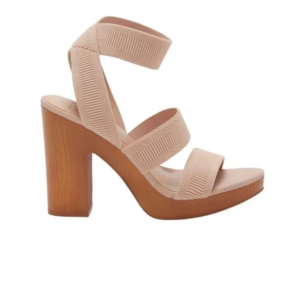 INC  Ribbed Elastic Strap Roesia Round Toe Block Heel Slip On Sandals Size 8.5 - Picture 3 of 9